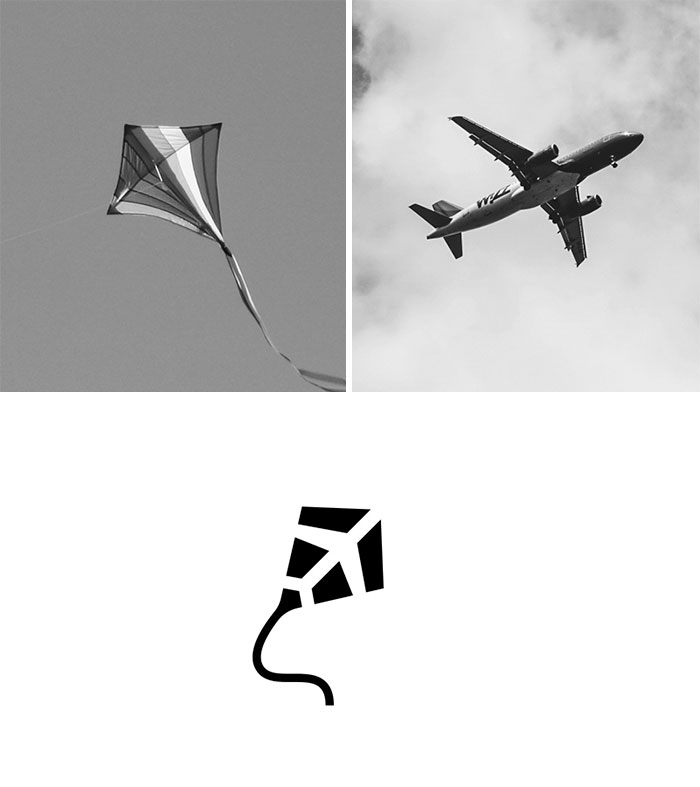 Сочетания случайных предметов в логотипах индийского дизайнера. Фото