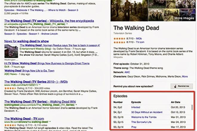 Google интегрировал в поиск данные о сериалах и телешоу