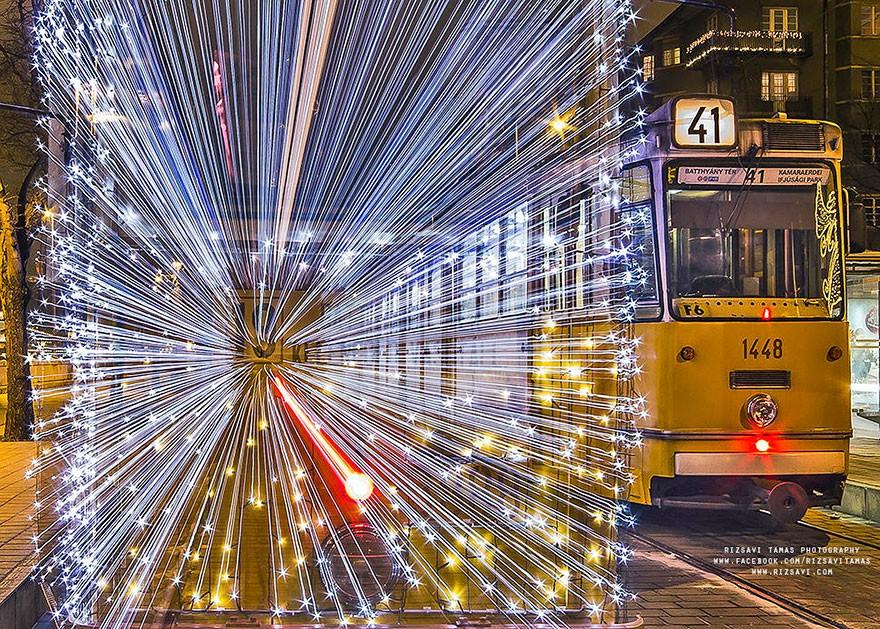 Сказочные трамваи ночного Будапешта. ФОТО