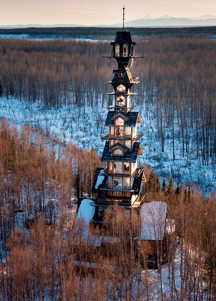 хижина высотой 55 метров, хижина в Аляске высота 55 метров, Филипп Вайднер, Phillip Weidner