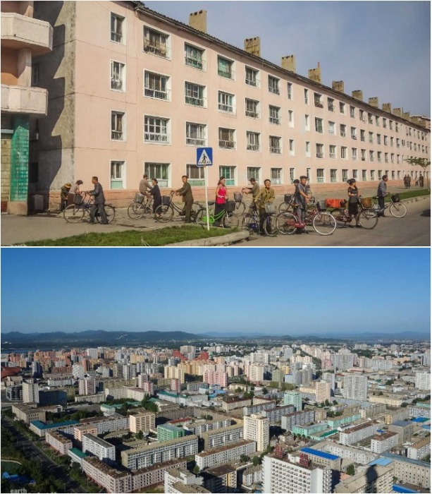 Современные жилые микрорайоны восстановленных городов Северной Кореи. | Фото: deadbees.net. 