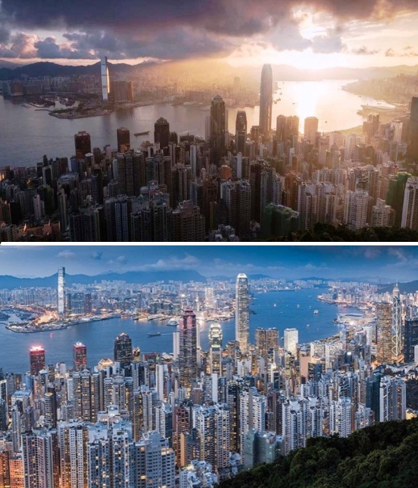 Гонконг в разное время суток (Китай). | Фото: instagram.com/ Lee Mumford.