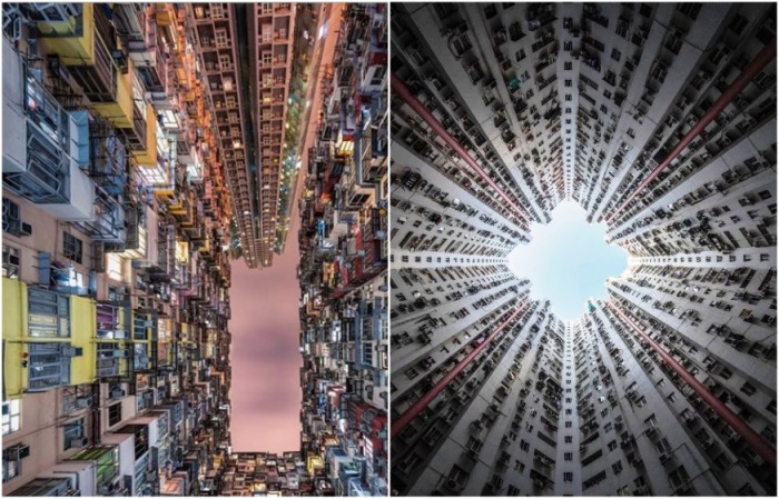 Вид на небо из внутренних дворов небоскребов в Макао и Гонконге (Китай). | Фото: instagram.com/ Lee Mumford.