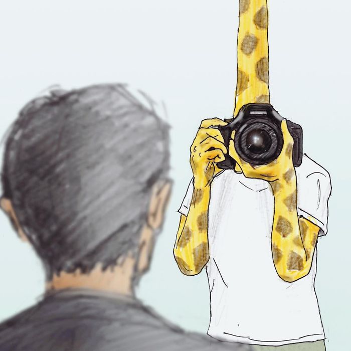 Забавные иллюстрации о повседневной жизни жирафа от японского художника Кейго. ФОТО