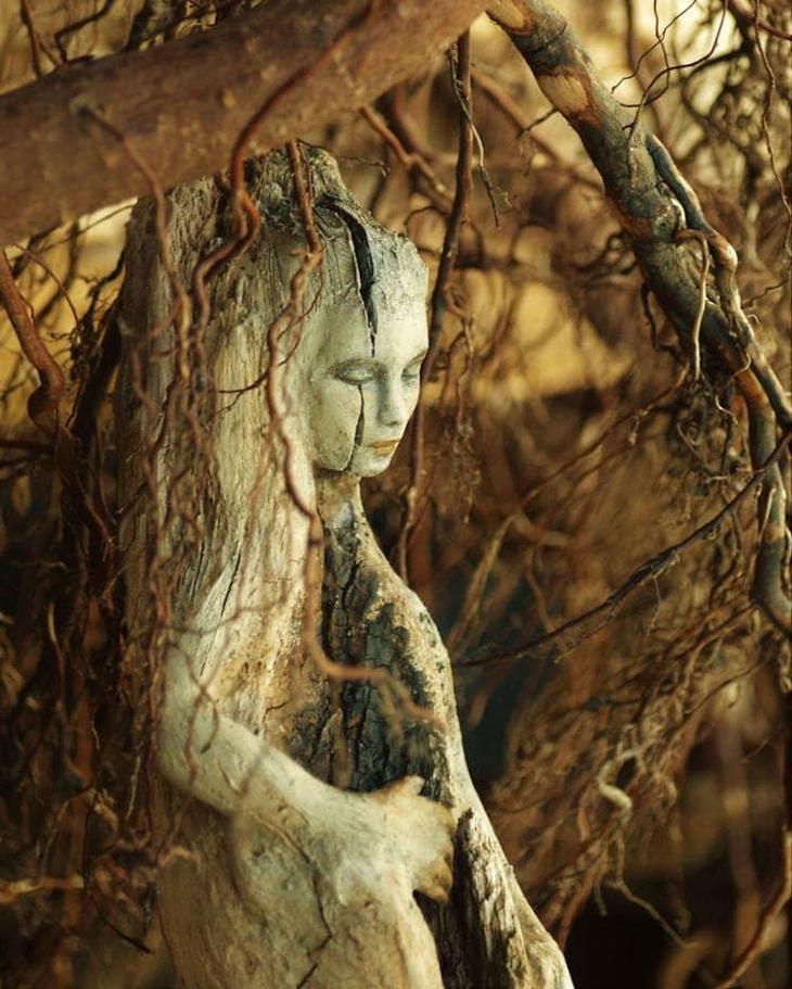 Вот так выглядят лесные феи: невероятные скульптуры из старых коряг. ФОТО