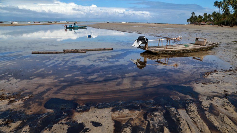 Очищать пляжи на северо-востоке Бразилии от нефти вышли тысячи людей. ФОТО