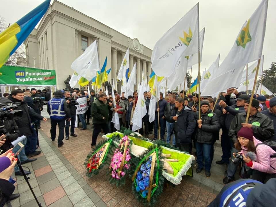 Под Верховную Раду принесли мертвую свинью. ФОТО