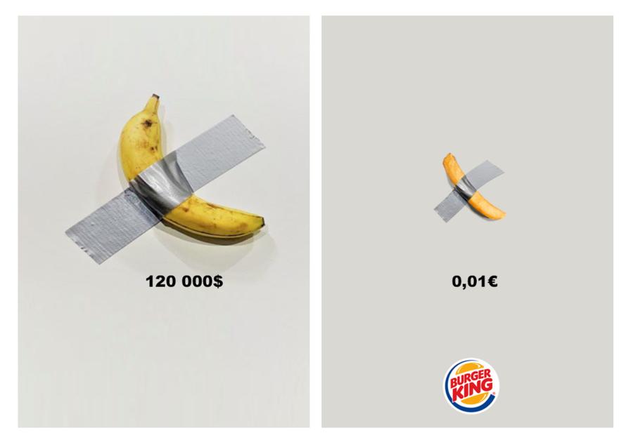 Burger King обыграл в рекламе историю со съеденным на выставке бананом. ФОТО