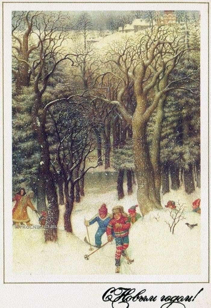 Новый год на картинах и открытках СССР