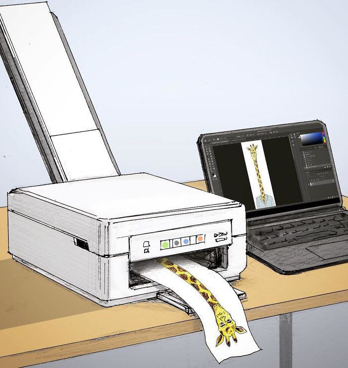 Забавные иллюстрации о повседневной жизни жирафа от японского художника Кейго