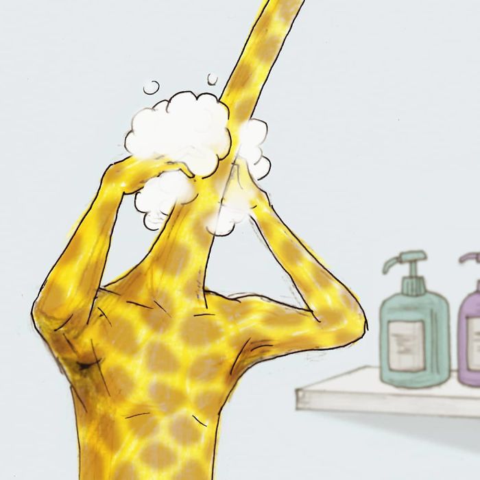Забавные иллюстрации о повседневной жизни жирафа от японского художника Кейго