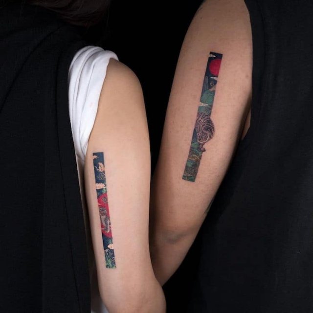 Прямоугольные татуировки от южнокорейской тату-художницы
