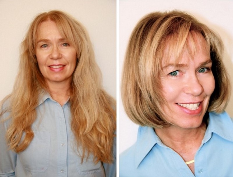 Стрижка на длинные волосы после 50. Стрижка молодит до и после. Волосы до и после стрижки. Стрижка до и после возрастная женская. Средние женские стрижки до и после.