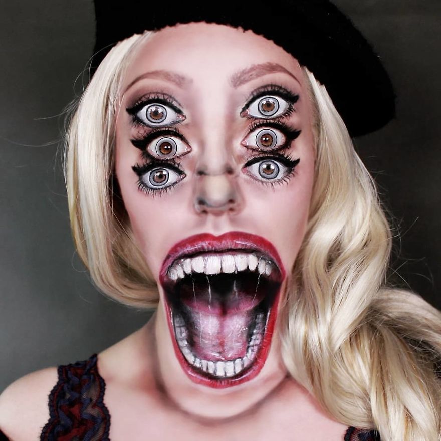 Визажист из Берлина делает жуткий и невероятный хэллоуинский макияж. ФОТО