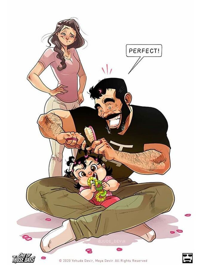  Радости и трудности родительства: художник из Израиля рисует комиксы о жене и дочке. ФОТО