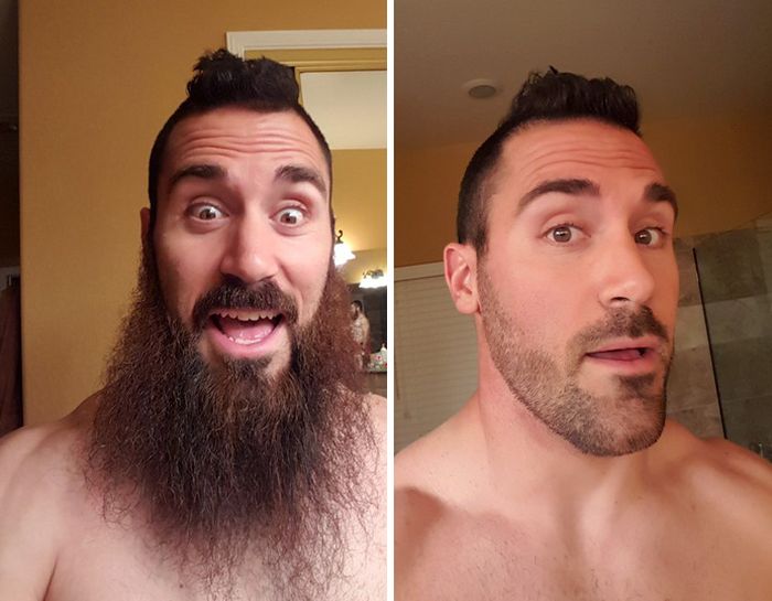 Мужчины сбривают бороду: до и после