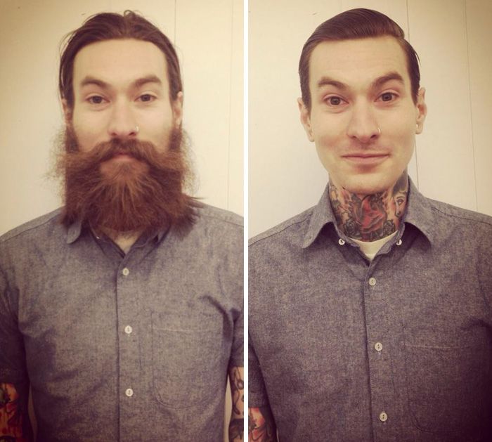Мужчины сбривают бороду: до и после