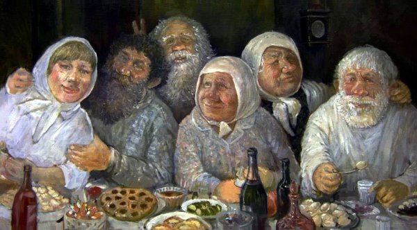 Улыбающиеся старики на картинах Леонида Баранова