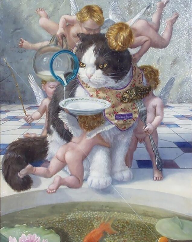 Величественные коты на картинах японского художника Токухиро Каваи