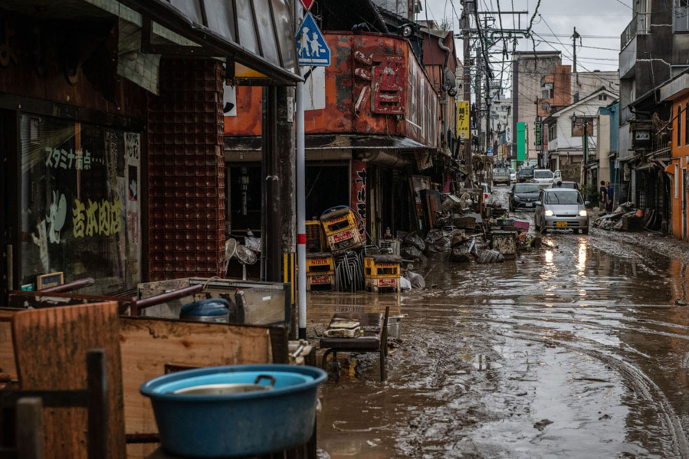 Проливной дождь и наводнение в Японии 2020