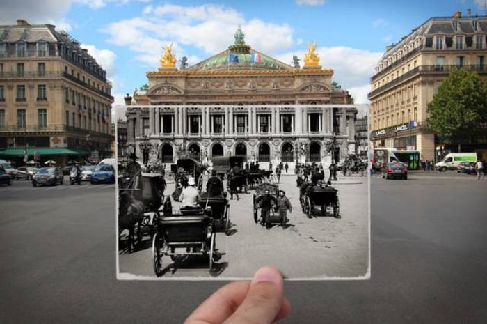 Прогулка по улицам Парижа с ретро снимками
