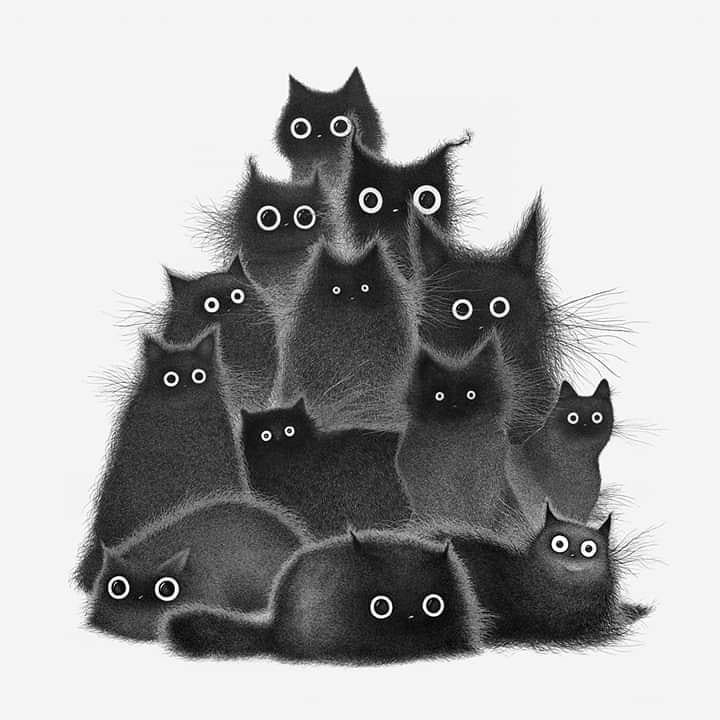 Штрихованные кошки от Луиса Коэльо