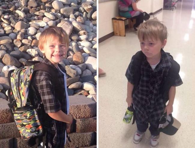 10 веселых снимков первоклассников, до и после их первого дня в школе (ФОТО)