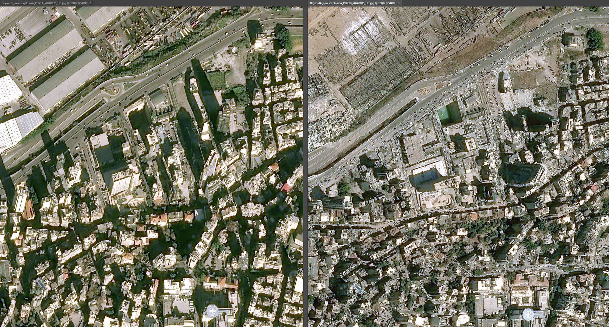 Порт Бейрута до и после взрыва