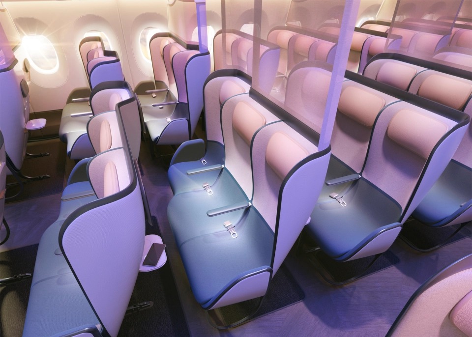 Полеты после пандемии: как могут выглядеть салоны самолета с новым защитным дизайном. ФОТО