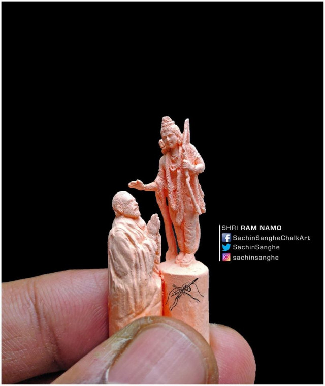 В Индии парень вырезает невероятные крошечные скульптуры из маленьких мелков. ФОТО