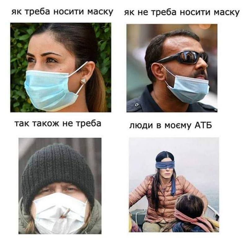 Отношение украинцев к маскам показали на новой фотожабе