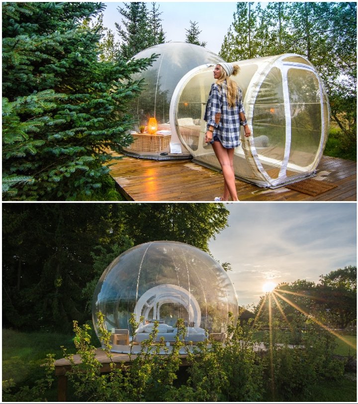 В Исландии открыли прозрачный отель, в котором номера выглядят как пузыри. Фото
