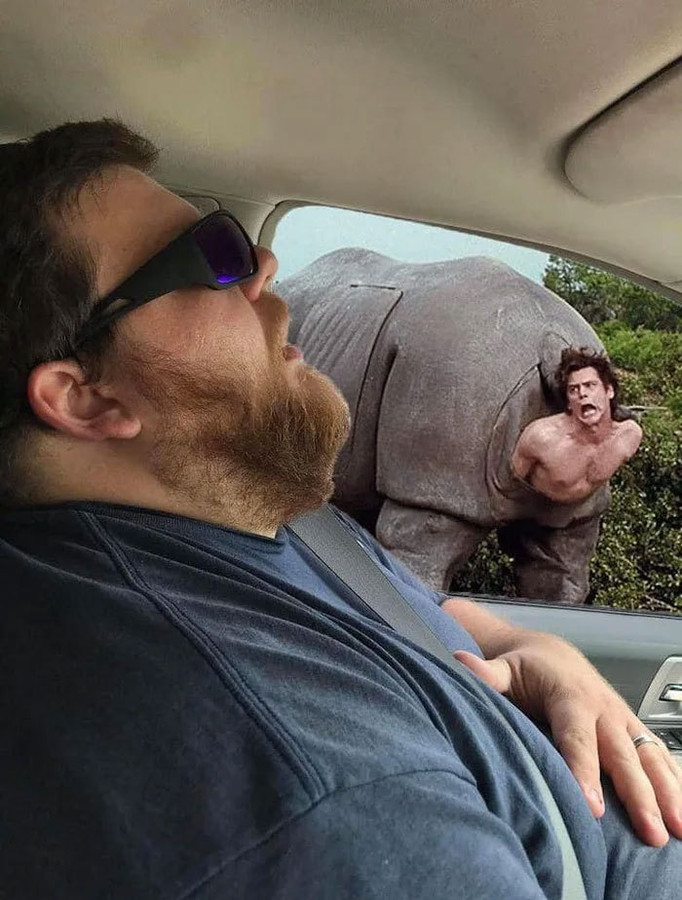 Уснувший в авто мужчина стараниями жены стал звездой мемов