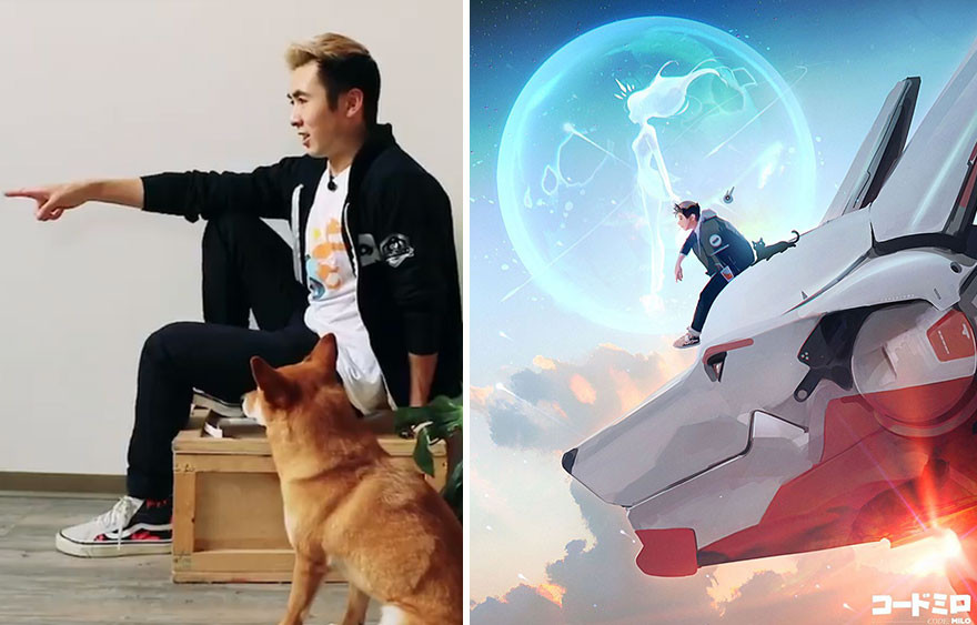 Цифровой художник превращает себя и свою собаку в мультперсонажей