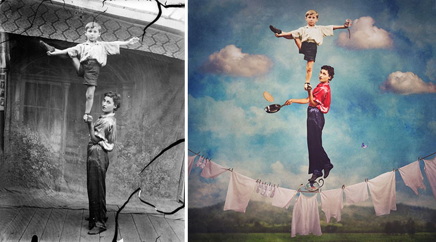 Художница превращает старинные фотографии в крышесносящие иллюстрации. ФОТО