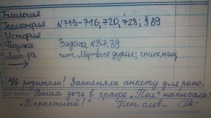 Замечания в школьных дневниках, от которых не знаешь, смеяться или плакать. ФОТО