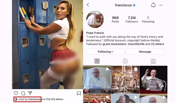 Папа Римский «лайкнул» обнаженную модель в Instagram