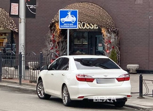 В Харькове авто припарковалось под знаком \"Место для парковки оленей\". ФОТО