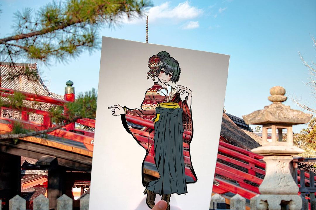 Японская художница раскрашивает силуэты с помощью окружающего мира