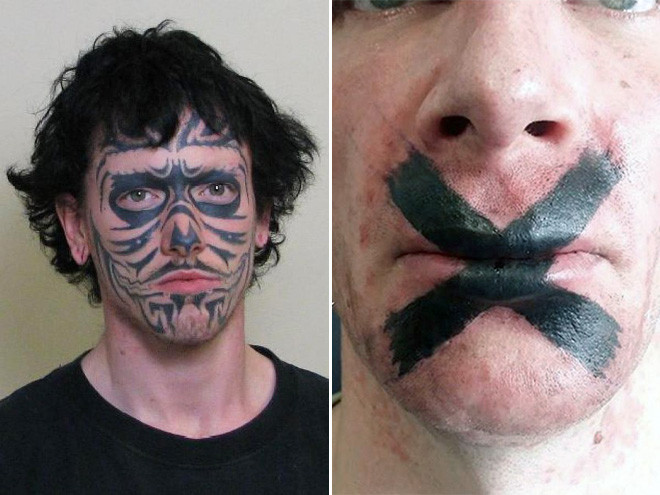 Примеры странных и неудачных татуировок на лице
