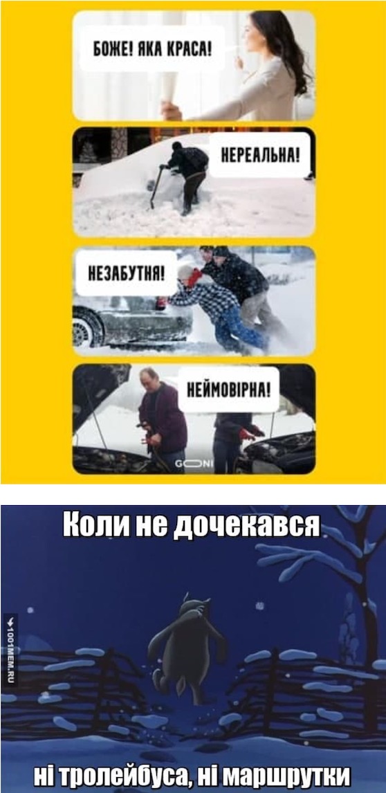 \"Почти весна, мешает метр снега\": погоду в Украине высмеяли меткими фотожабами