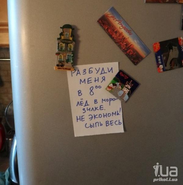 \"Падение рубля - это не повод есть чужую еду!\" - приколы из переписки на холодильнике