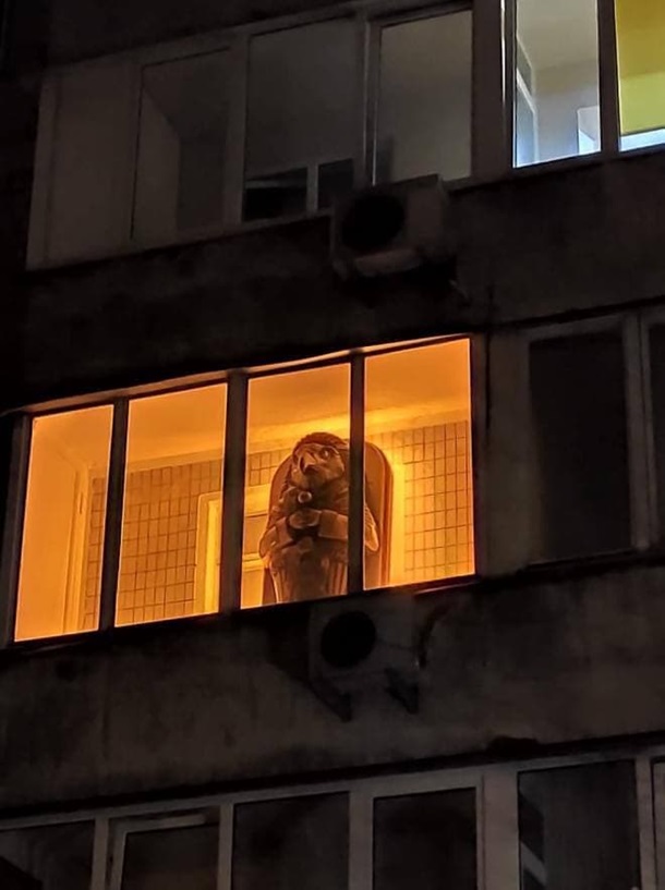 На балконе киевской многоэтажки заметили \"египетский саркофаг\". ФОТО