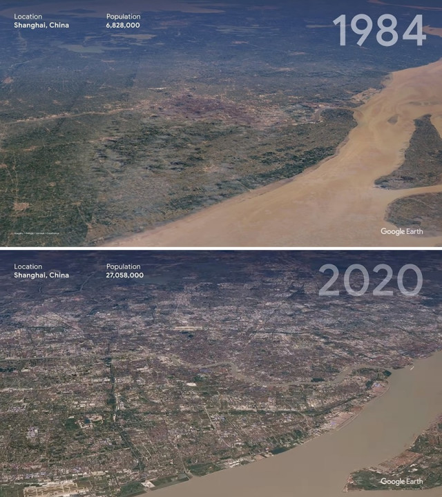 Спутниковые снимки \"тогда и сейчас\", демонстрирующие, насколько люди изменили планету. ФОТО