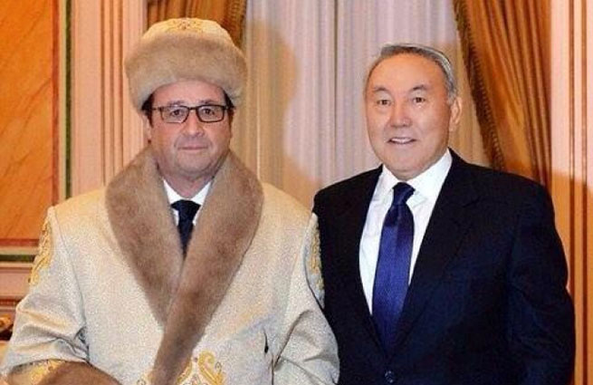 Фото Олланда в казахской шапке взорвало французский интернет