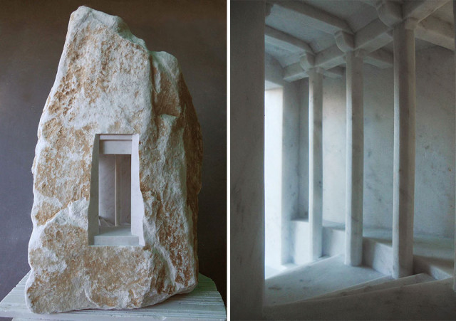Миниатюрные архитектурные пространства, вырезанные из мрамора и камня. ФОТО