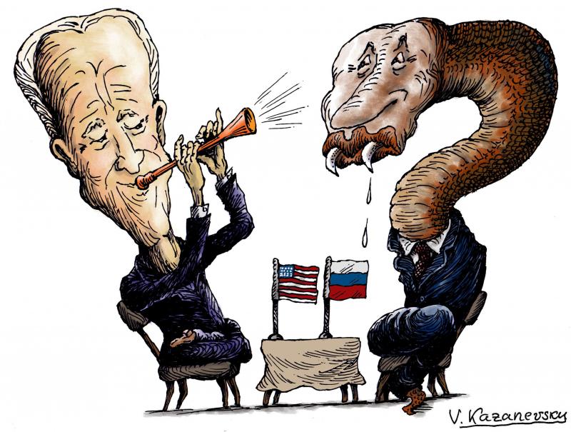 Саммит Байдена и Путина высмеяли новыми карикатурами