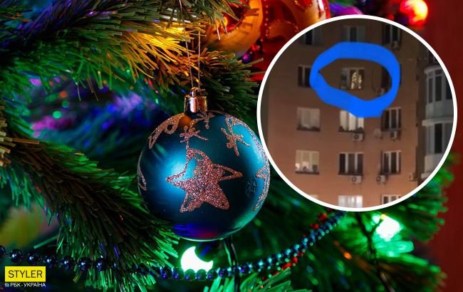 В окне киевской квартиры заметили зажженную новогоднюю елку: \"сильные люди\" (ФОТО)