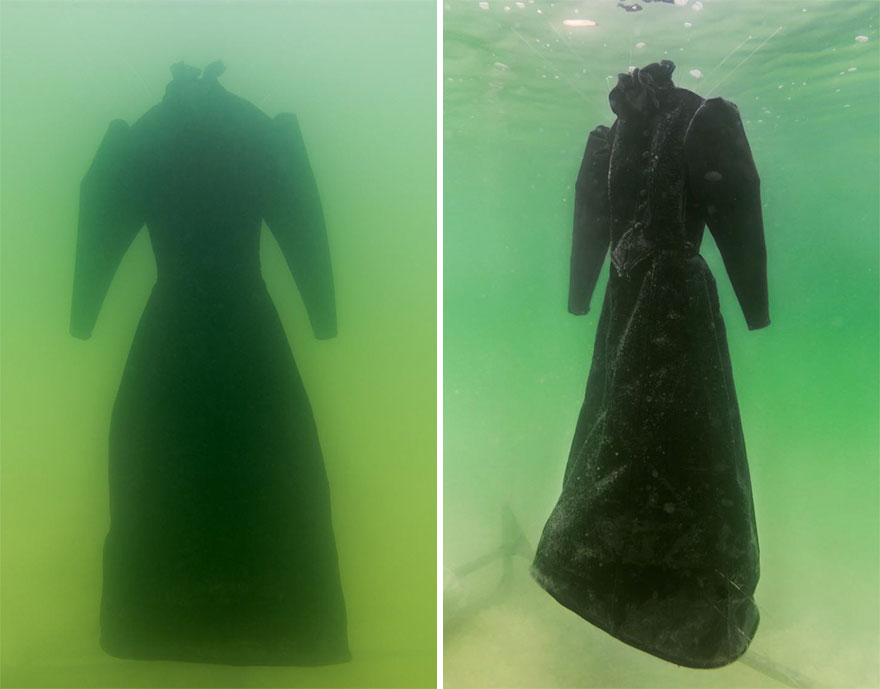 Погруженное в Мертвое море платье превратилось в оригинальную скульптуру