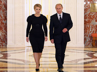 Юлия Тимошенко и Владимир Путин на переговорах в Москве. Фото с сайта премьер-министра России